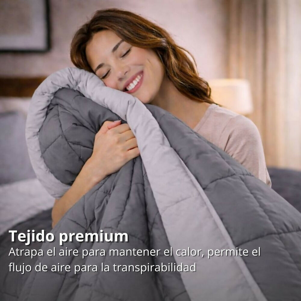 Edredon cubrelecho queen doble faz gris gris