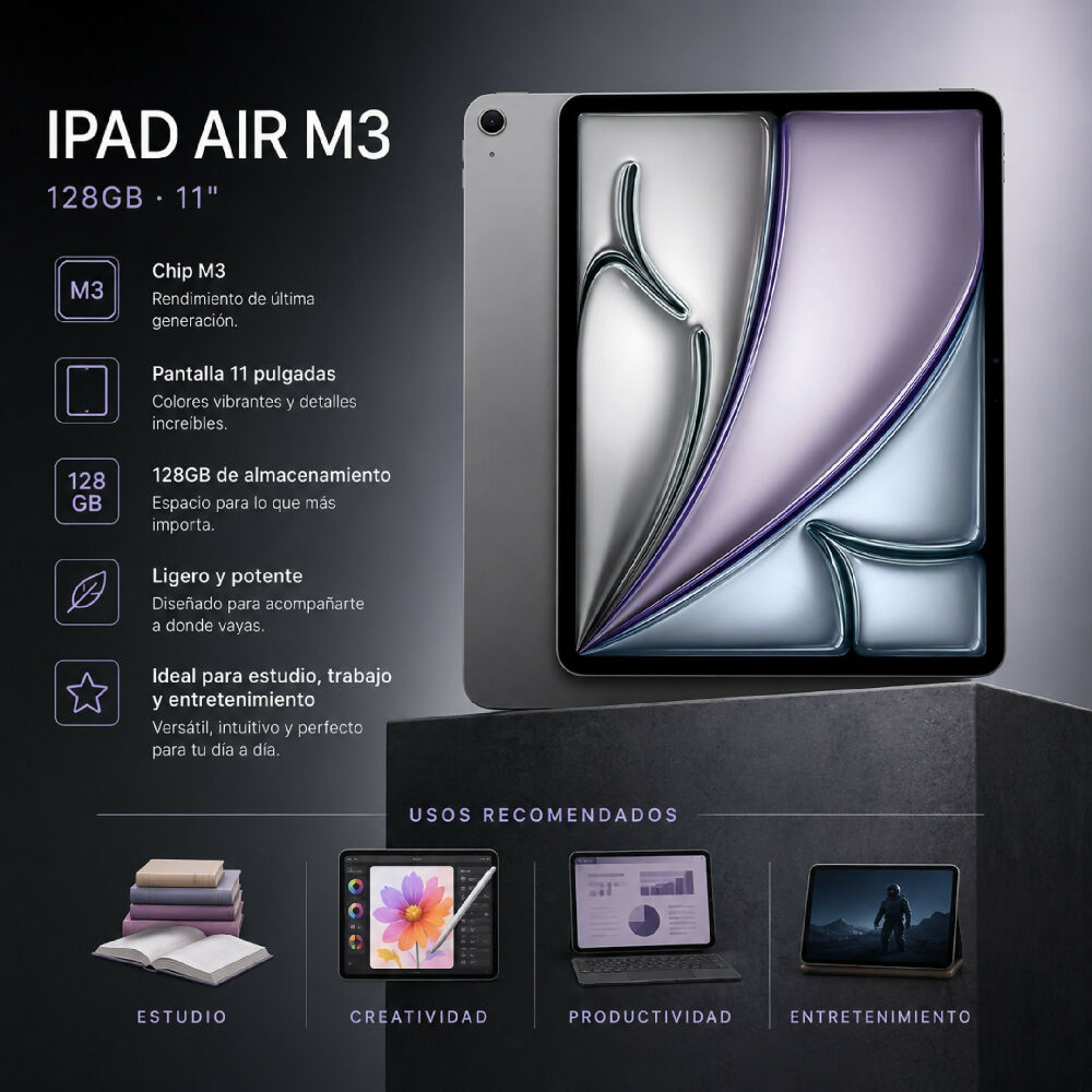 Tablet Apple IPad Air 11'' M3 128gb Diseño UltraDelgado Gris