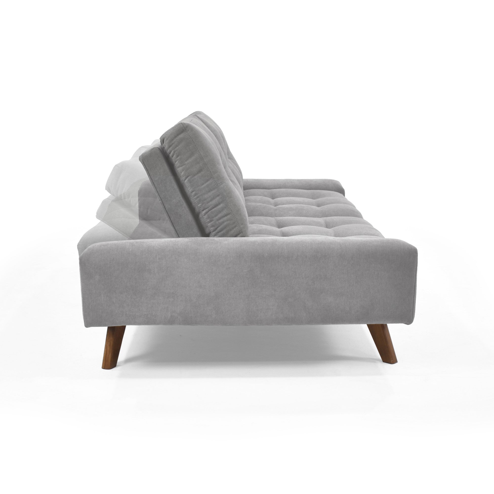 Sofa Cama Suiza Tela Plata Matiz Caoba