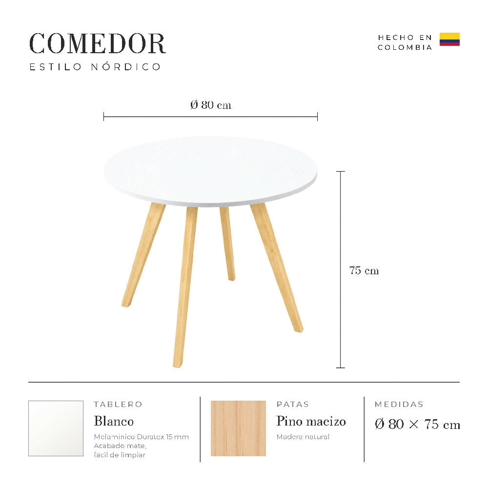 Comedor Nórdico Circular 80