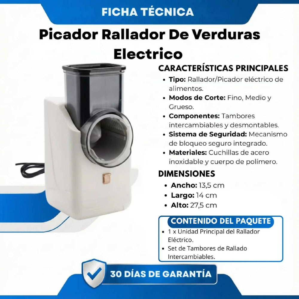 Picador Rallador De Verduras Eléctrico Multifuncional Con Cuchillas De Acero Inoxidable