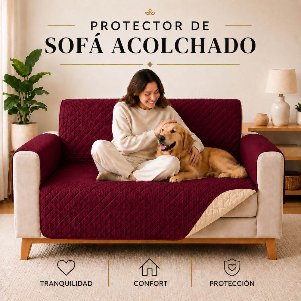 Protector sofa 1 puesto vino tinto camel