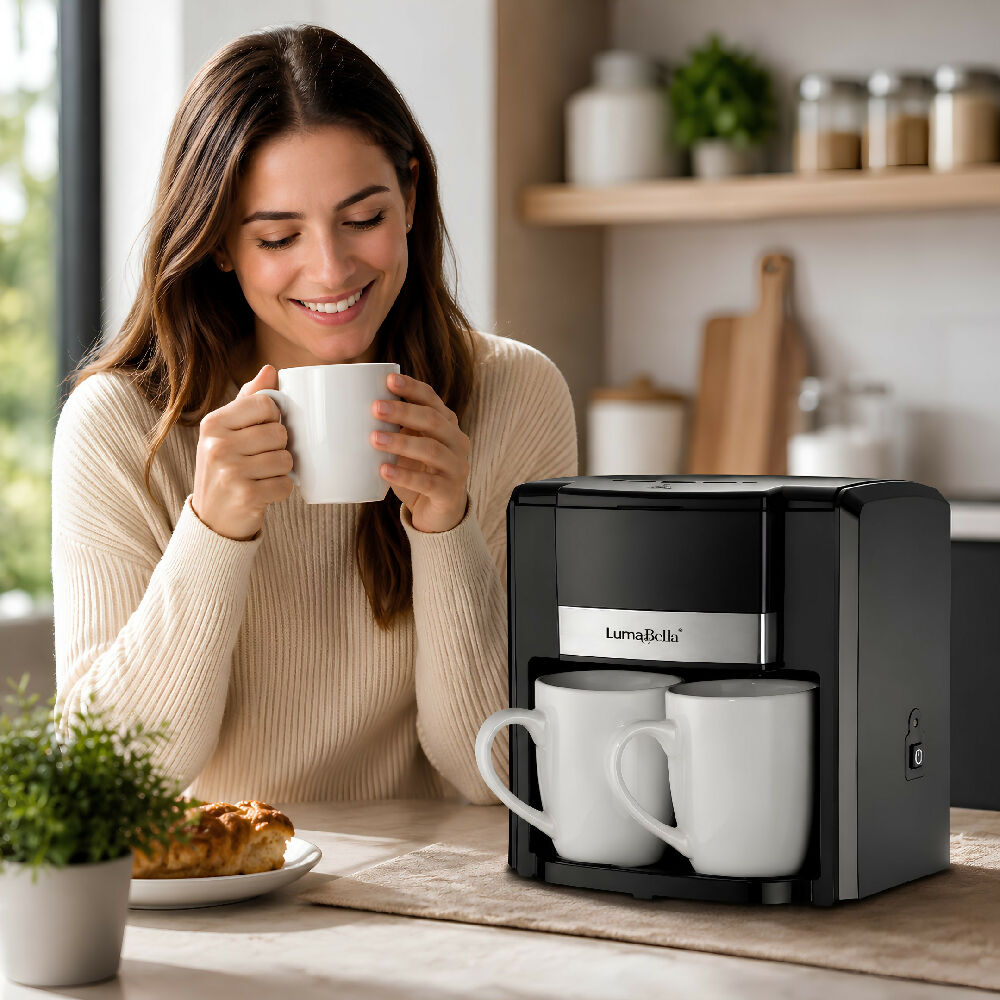 Cafetera Eléctrica Dos Tazas LB-54007 Diseño Compacto para Hogar