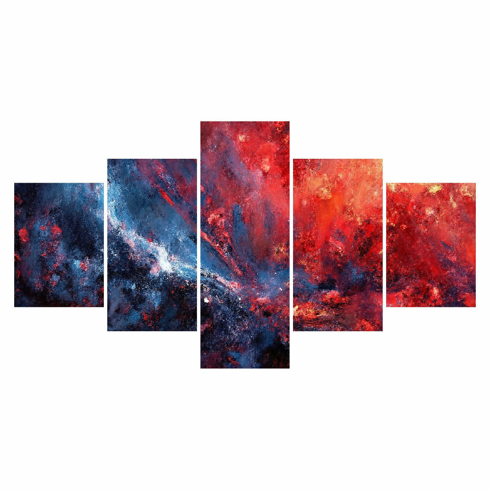 Lienzo Moderno 5 Piezas Marea Espacial 134x72cm