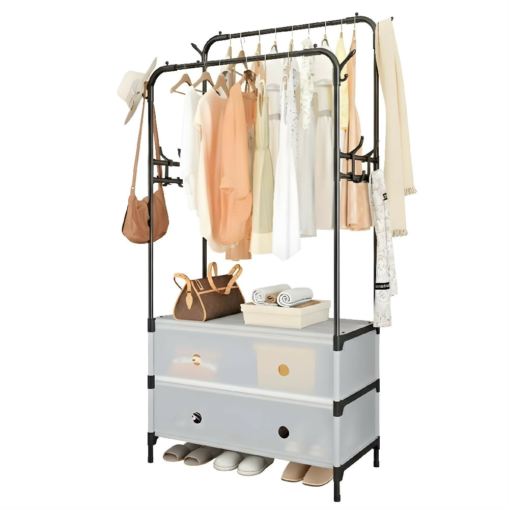 Zapatero Perchero Doble De Lujo 63CM Con Base Para Zapatos Y Colgador De Ropa