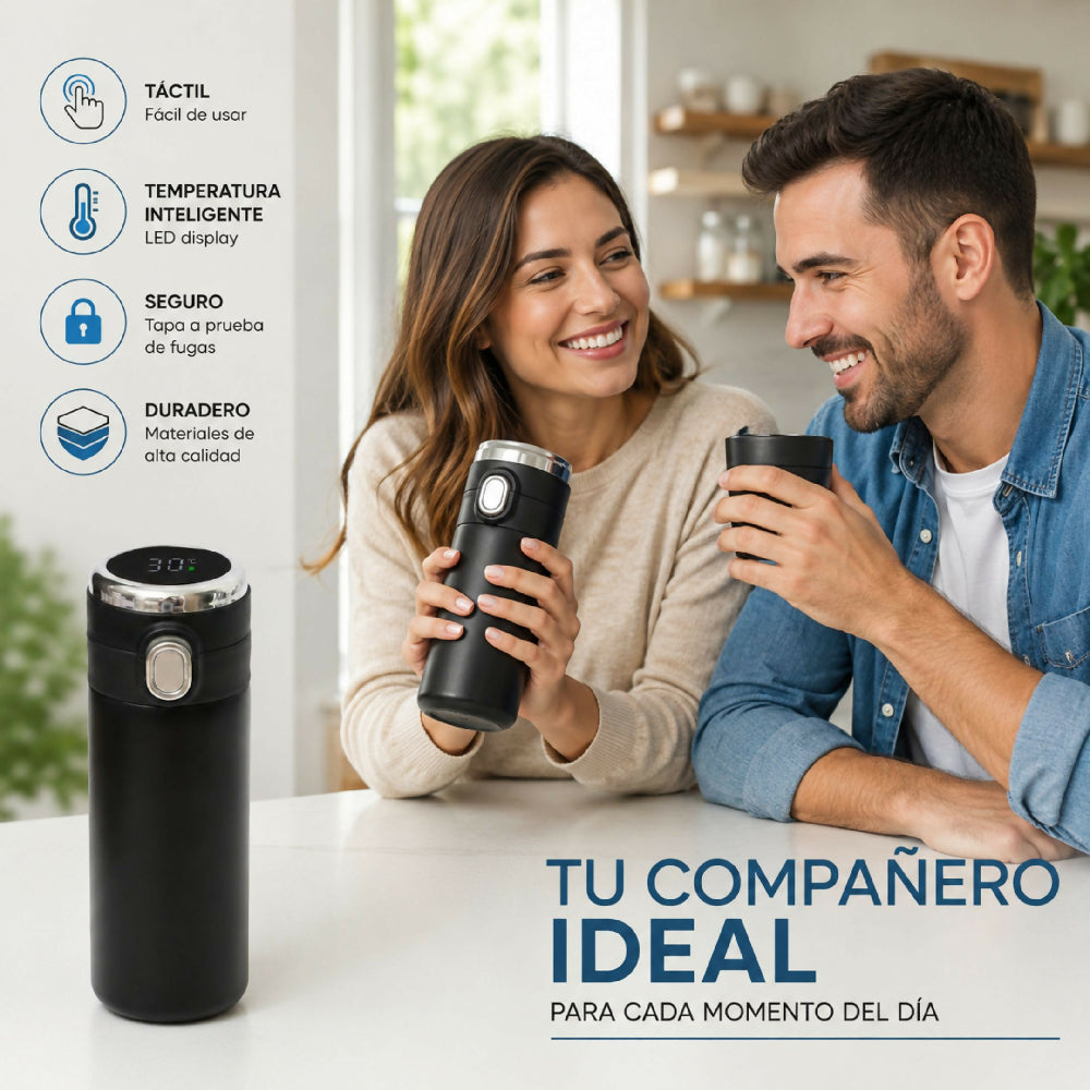 Termo Negro Digital Inteligente Acero Inoxidable Con Pantalla Sensor