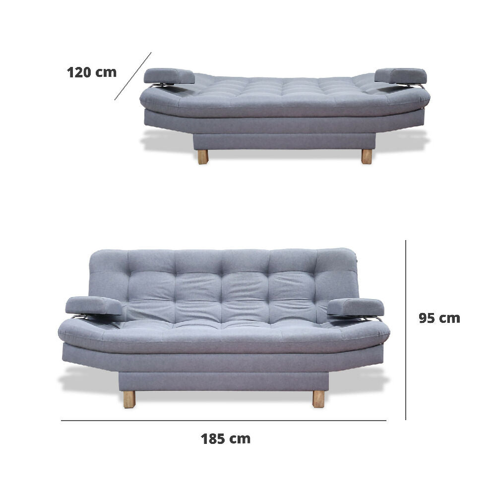 Sofacama Brunner 3 Posiciones Con Brazos extraíbles Gris + Cojines Decorativos