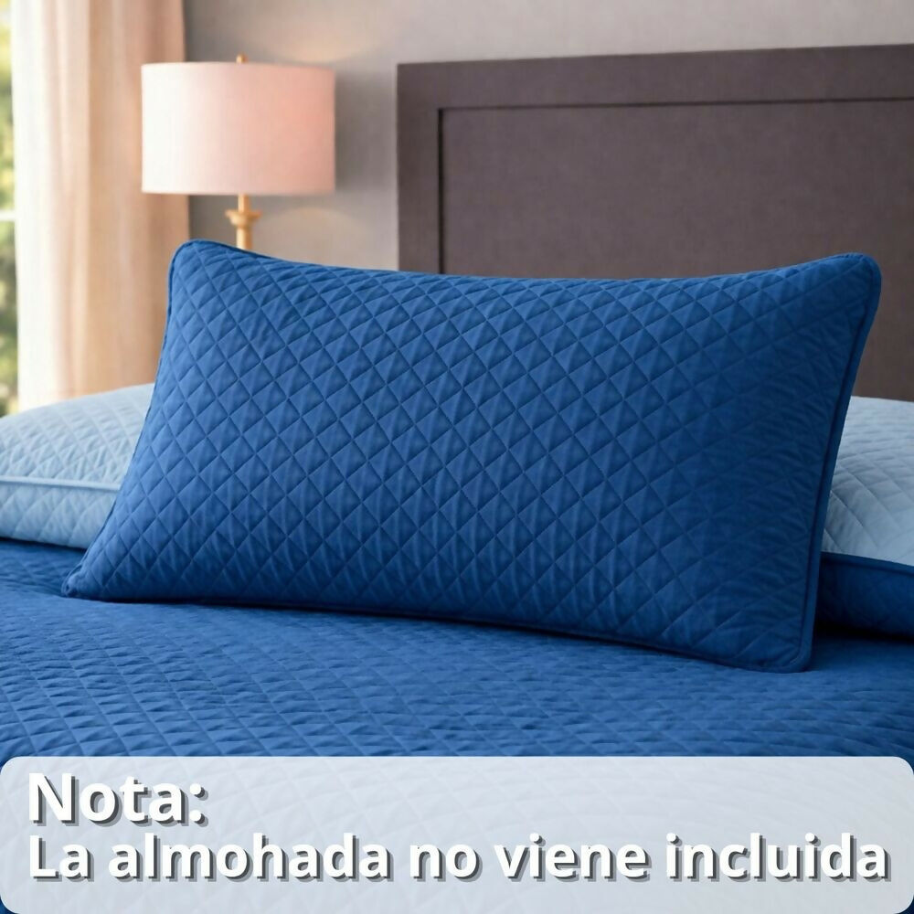 Colcha sencilla doble faz gris azul