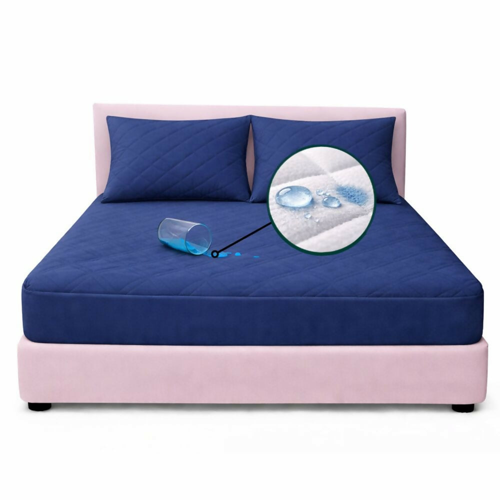 Combo protector colchon doble antifluido azul 140x190cm