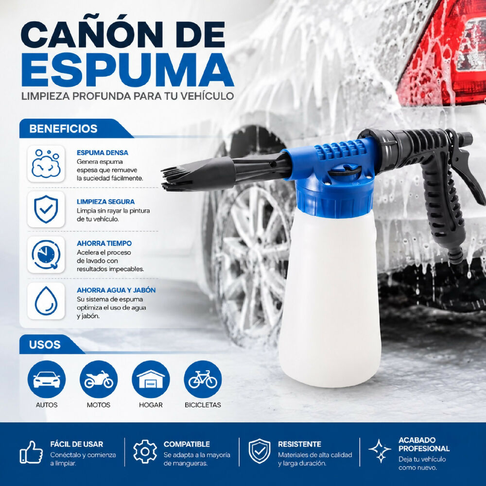 Pistola De Jabón Para Lavado De Autos Pulverizador De Espuma Con Depósito