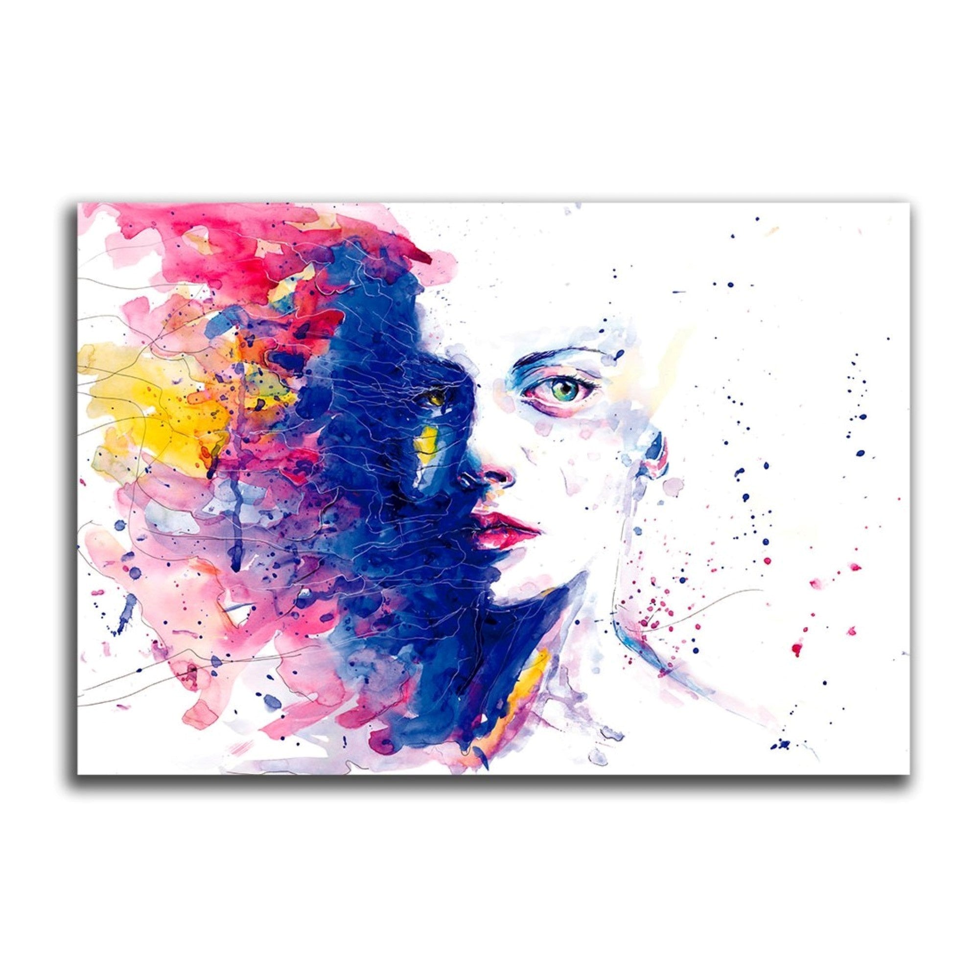 Cuadro Decorativo Rostro Acuarela XL 120X80 cm - Impresion en Tela