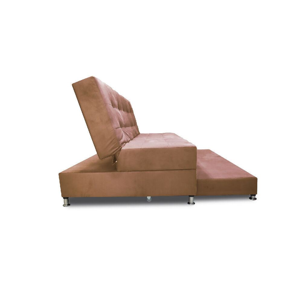Sofá Cama Tarima Haller En Tela Velvet 190X95X80 Camel
