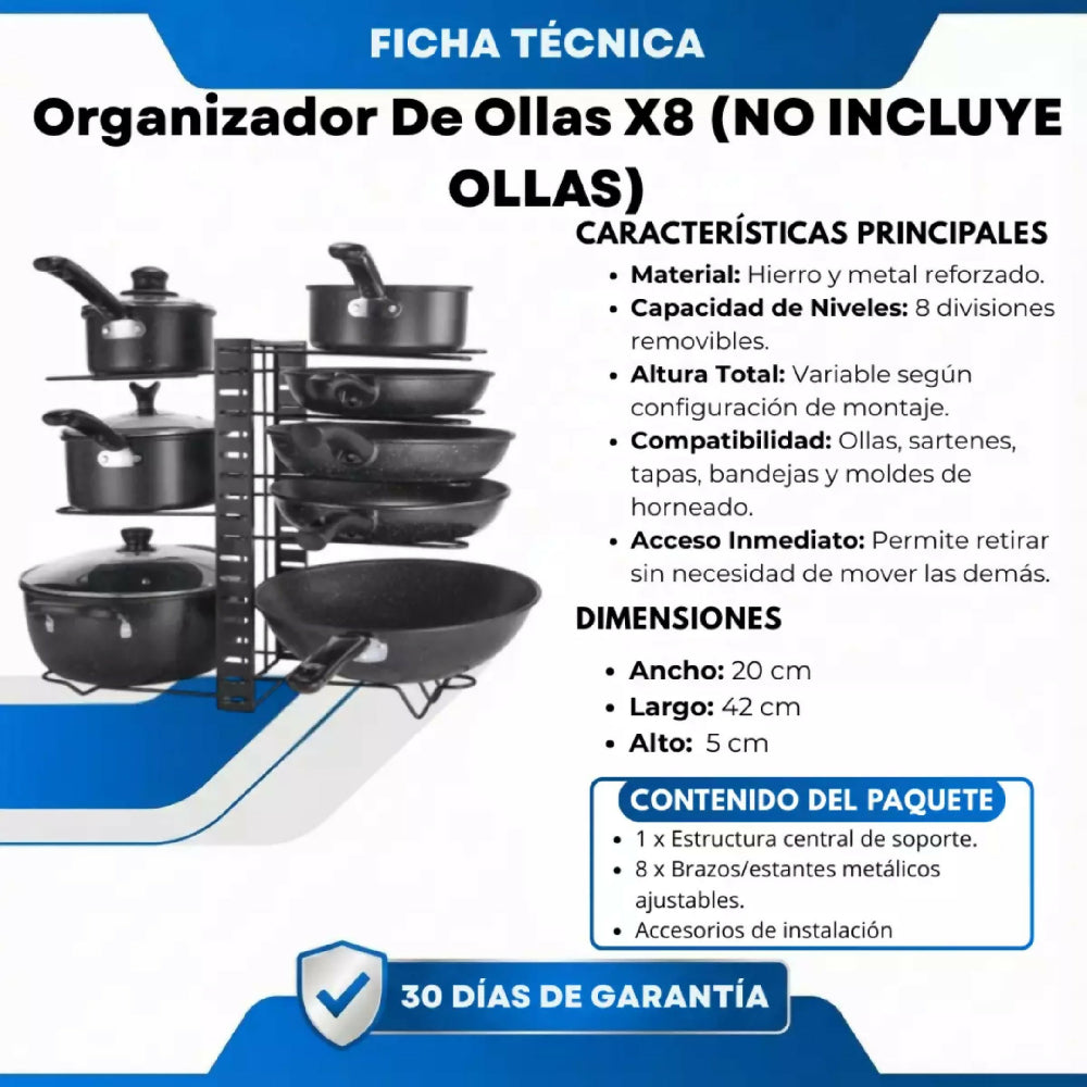 Organizador De Ollas X8 (NO INCLUYE OLLAS)
