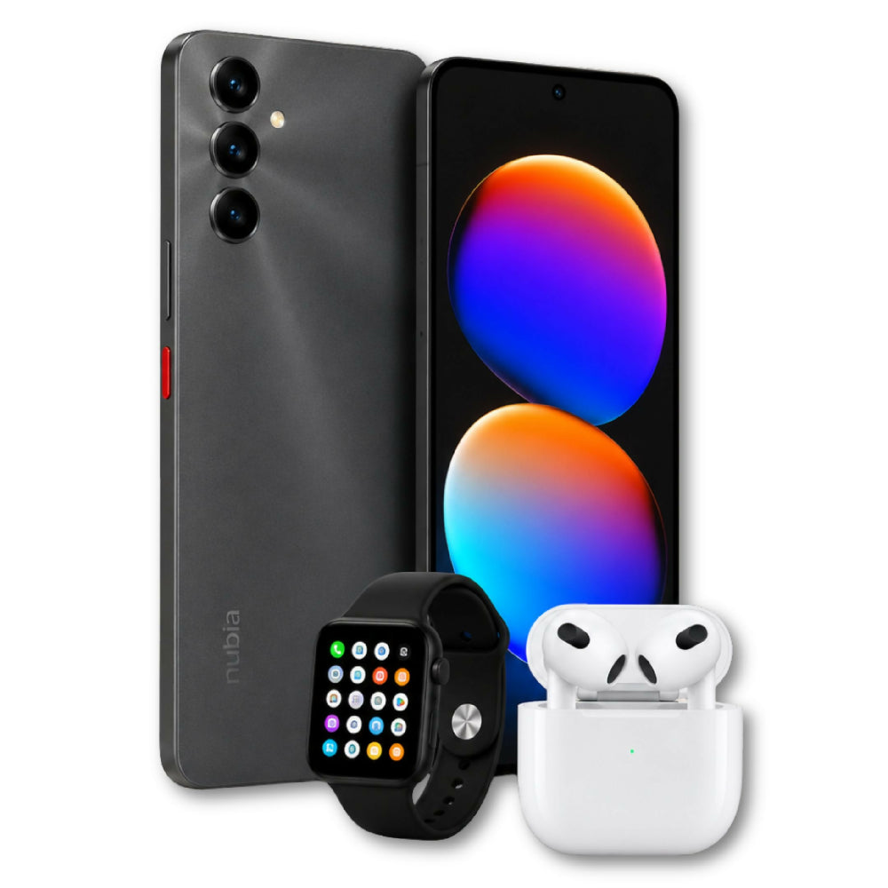 Celular Nubia V80 Max 256GB 20GB RAM Negro + Audífonos Y Reloj Obsequio