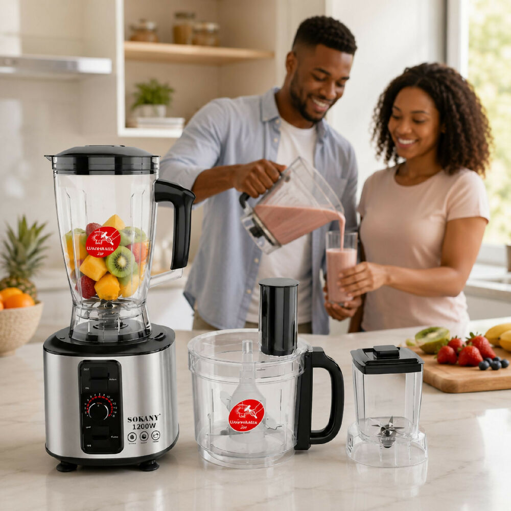 Licuadora 7 en 1 Sokany 15 Velocidades Procesador Multifuncional de Alta Potencia para Cocina Completa
