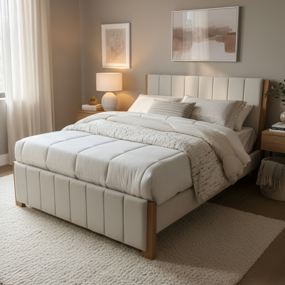 Cama Tapizada Hammar en madera