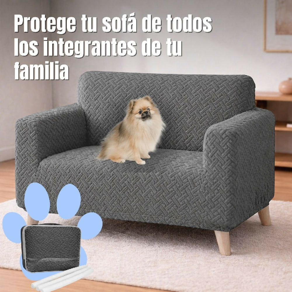 Protector de sofá 2 puestos elastico gris