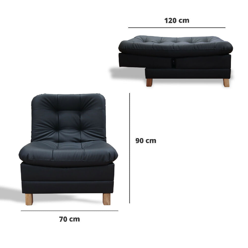 Poltrona Zeink 3 Posiciones Tipo Cuero Negro
