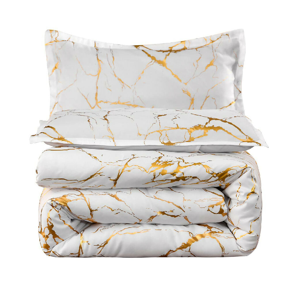 Duvet Línea Gold – Patrón de Mármol Dorado - Queen