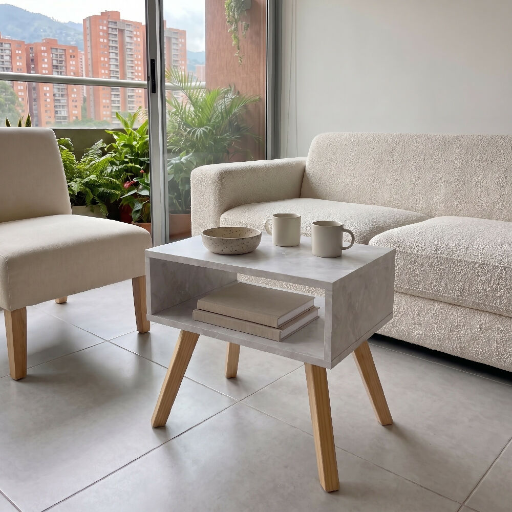 Mesa de Centro Nórdico Mármol  Mesa Auxiliar