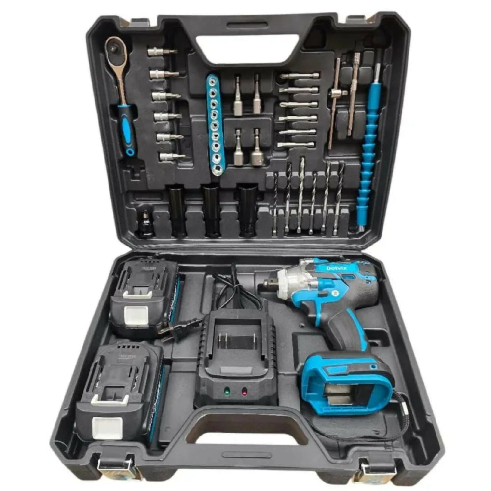 Kit Taladro Inalámbrico Y Llave De Impacto Multifuncional 2 Baterías