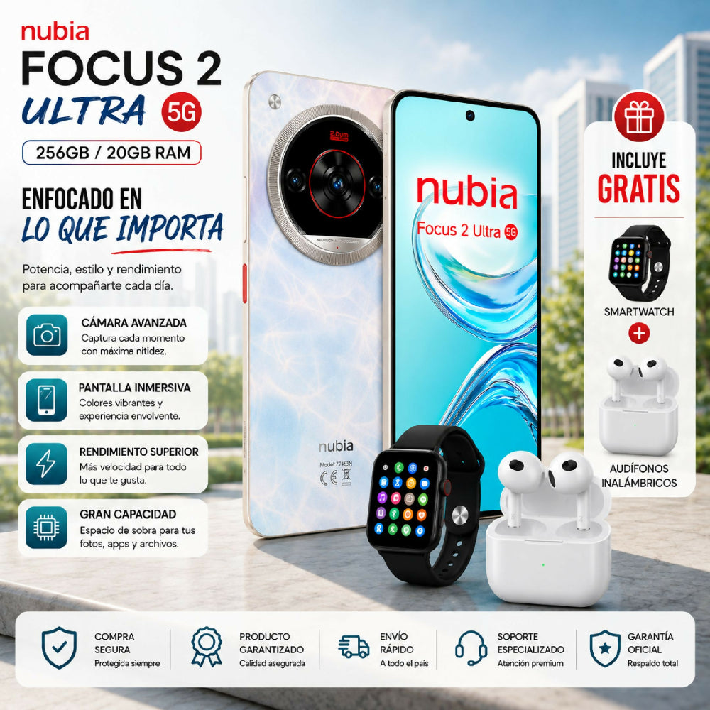 Teléfono Nubia Focus 2 Ultra 5G 256gb Blanco + Kit Regalo Reloj Y Audífonos