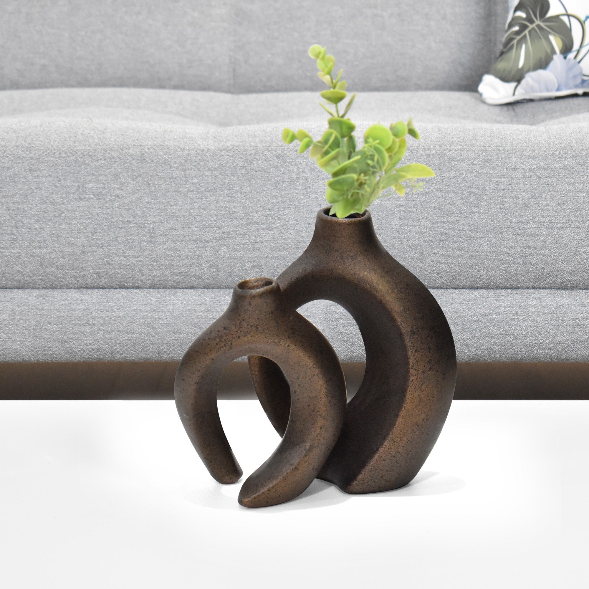 Set de Floreros en Ceramica Aura Bronce