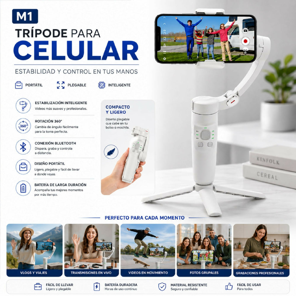 Trípode M1 Extensible Para Celular Y Cámara Ultra Portátil Con Soporte