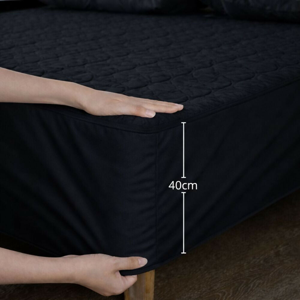 Combo protector colchon king acolchado negro 200x200cm
