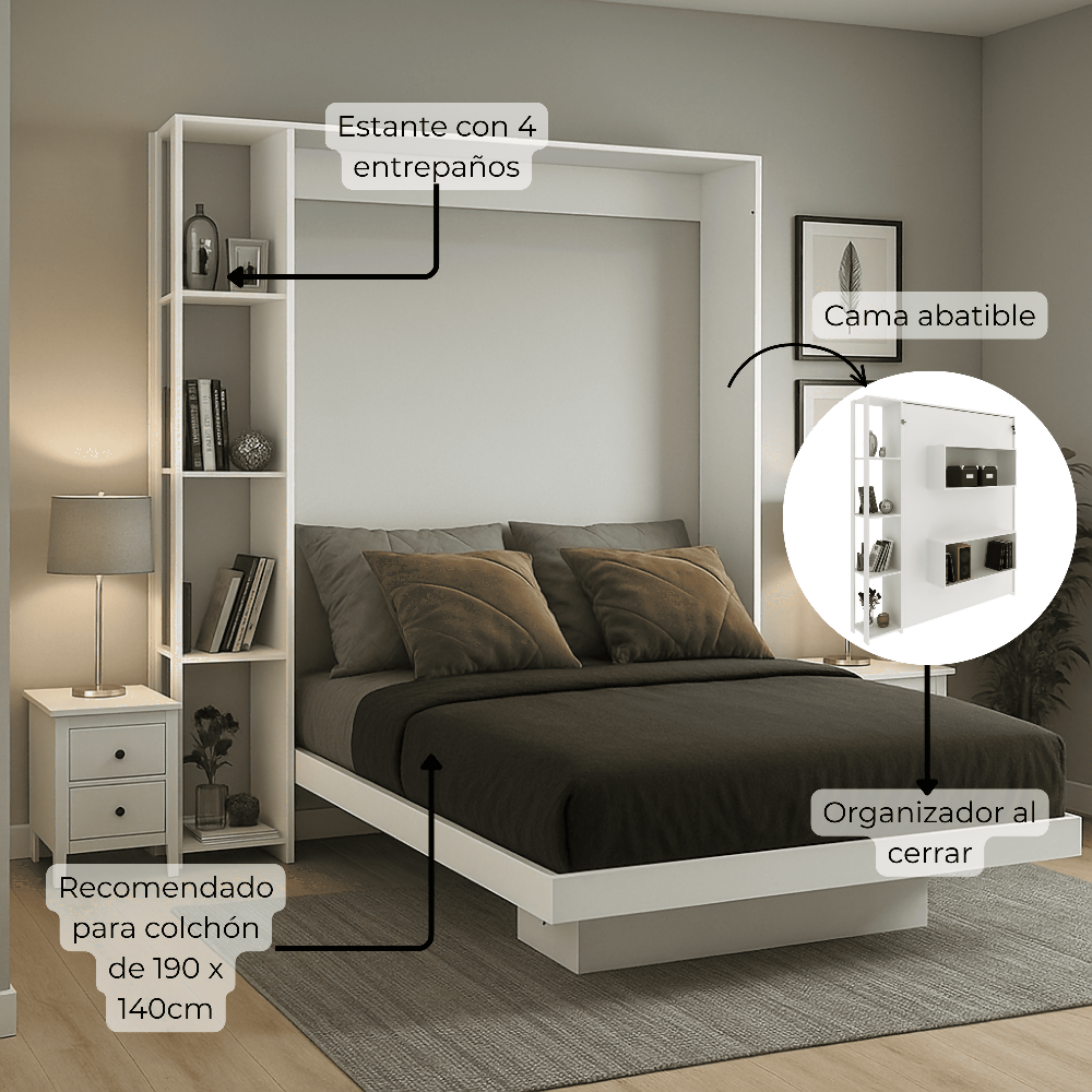 Cama Doble Abatible Siena, Blanco