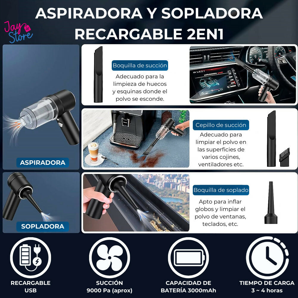 Aspiradora Recargable Portátil Sopladora 2en1