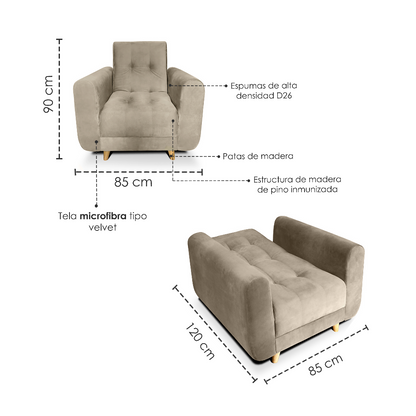 Silla 3 Posiciones Clic Clac Archer Tela Camel