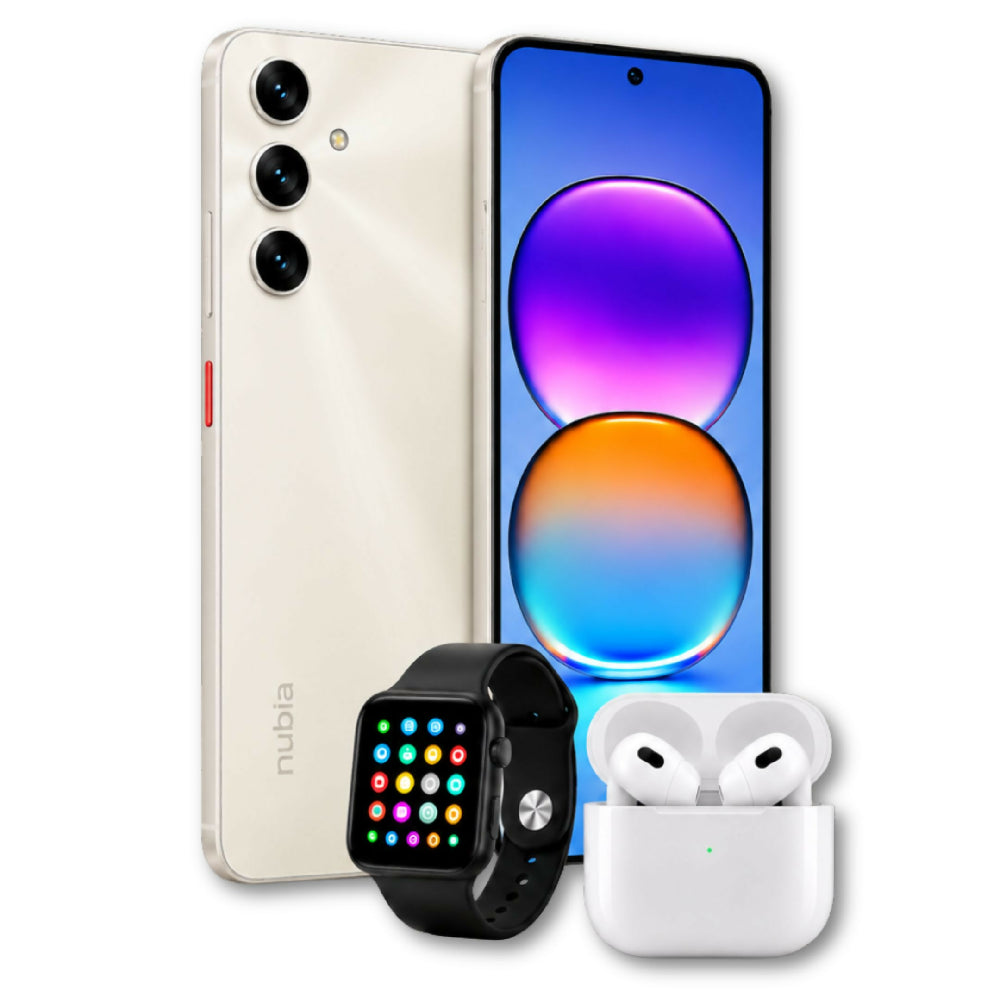 Celular Nubia V80 Max 256GB 20GB RAM Blanco + Audífonos Y Reloj Obsequio