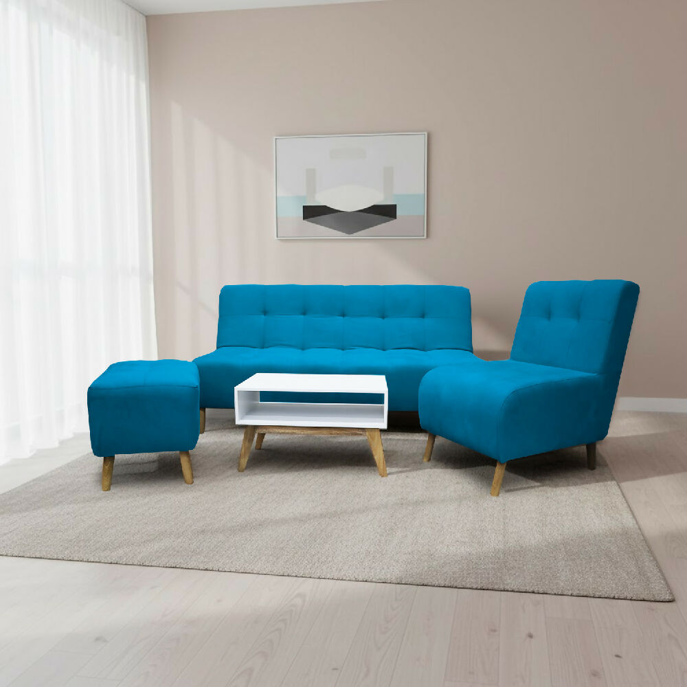 Sala Milán Turquesa + Mesa de Centro