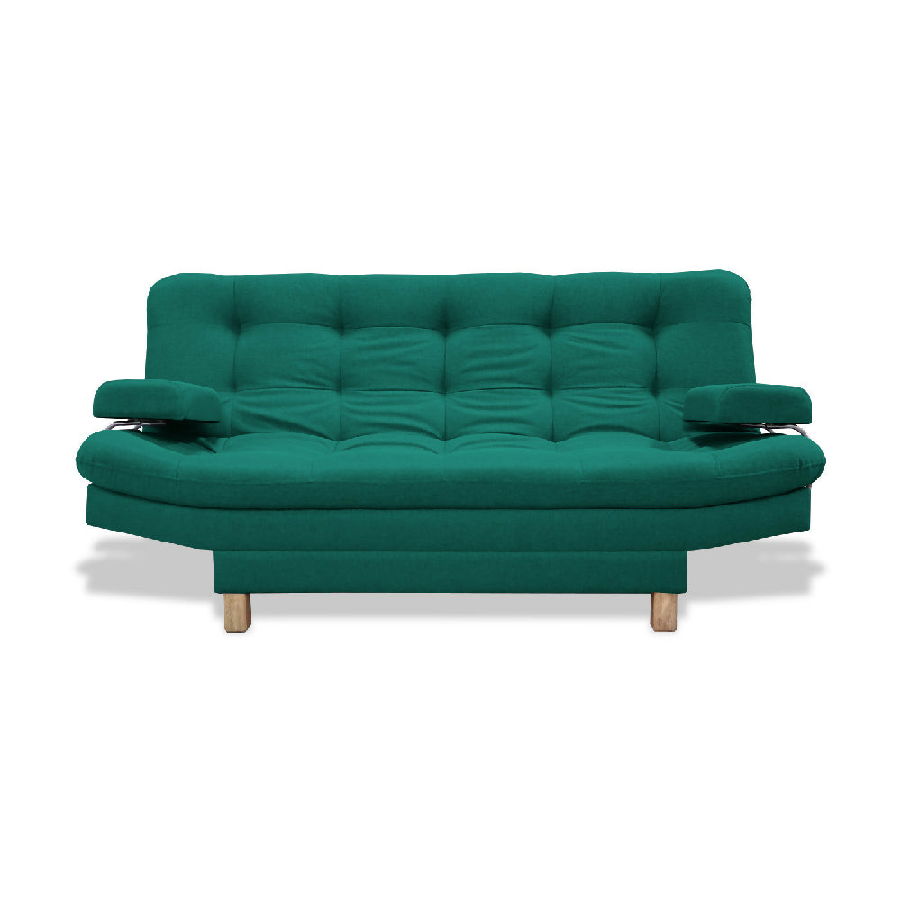 Sofacama Brunner 3 Posiciones Con Brazos extraíbles Verde + Cojines Decorativos