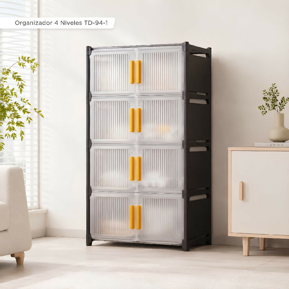 Mueble Organizador 4 Niveles Multiusos Tipo Armario Con Puertas Y Manijas TD-94-1