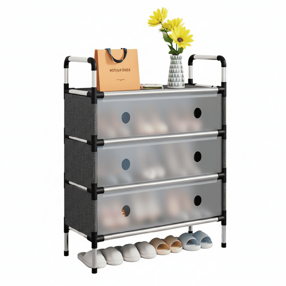 Zapatero Organizador De Lujo 3 Niveles Con Puertas Transparentes Mueble Elegante Para Calzado Con Diseño Moderno