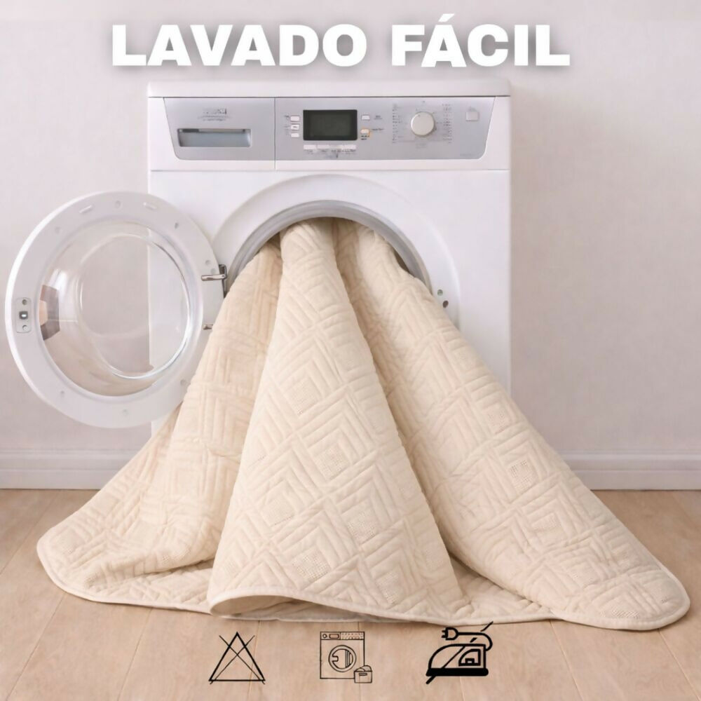 Combo protector colchon queen acolchado beige 160x190cm