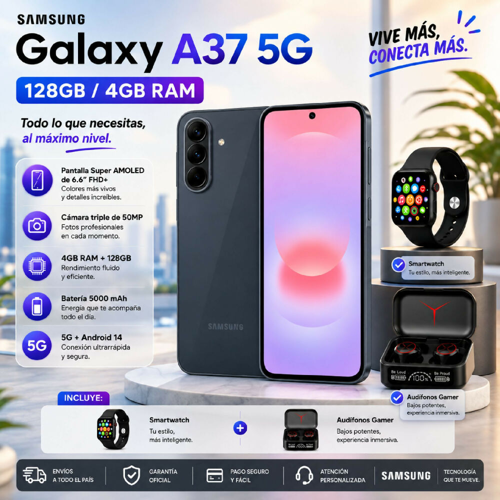 Samsung A37 5G 128gb 4gb Celular Kit De Estreno Con Dos Regalos