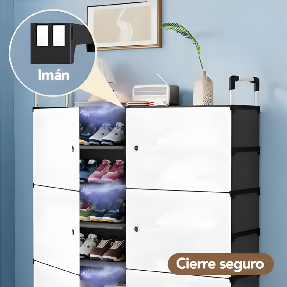 Zapatero Organizador De Tela 2x5 Niveles Con Puertas Negro