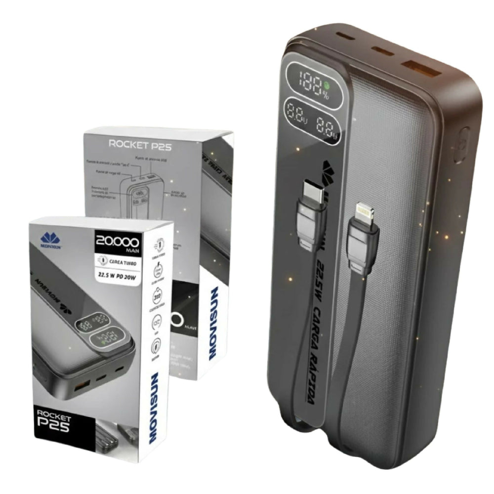 Power Bank Rocket P25 Movisun 20000MaH Con Carga Turbo
