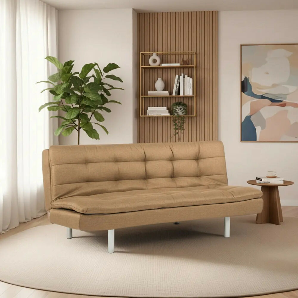 Sofa Cama Sierra 3 Puestos Tela Cafe
