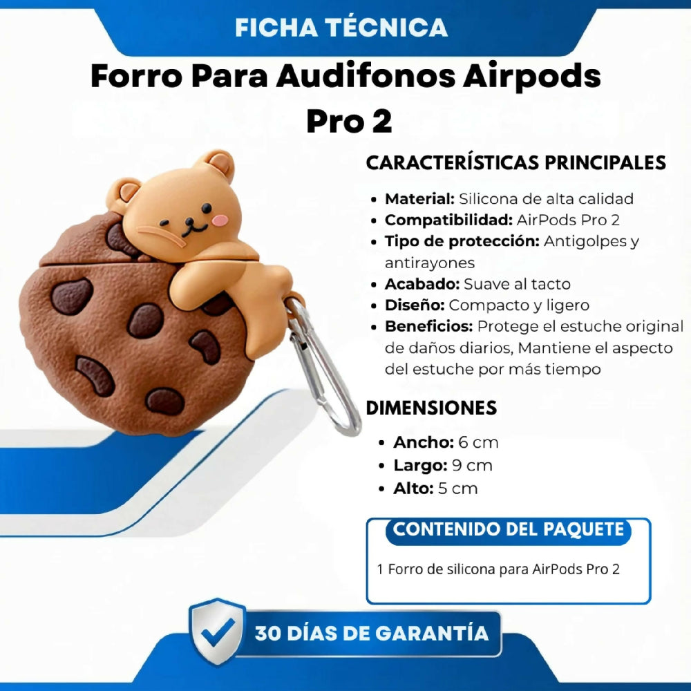 Forro Para Audifonos Airpods Pro 2 Diseño Galleta Y Protección Anticaídas