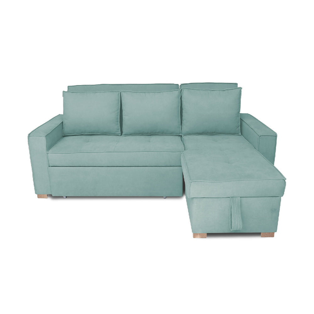 Esquinero Baúl Marsella Multifuncional Reclinable Derecho Menta + Cojines Decorativos