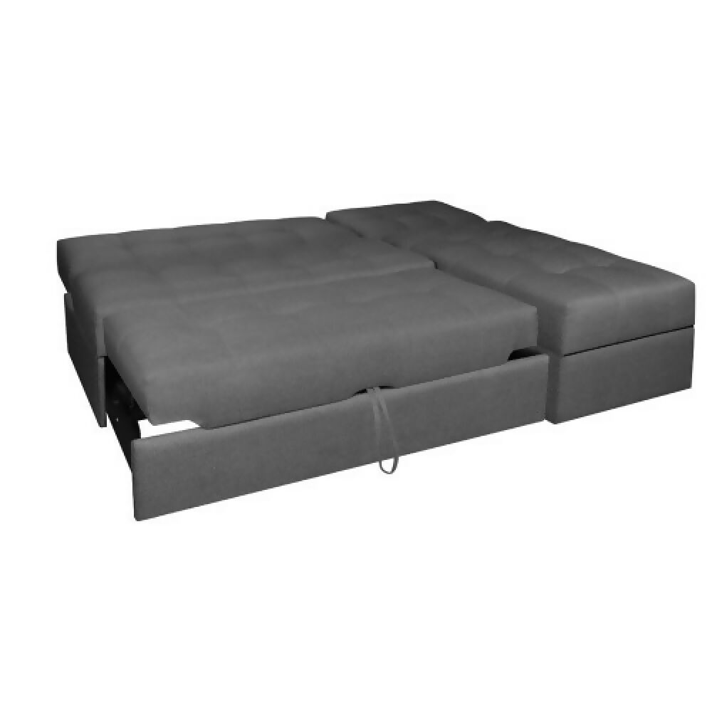 Sofá Cama Angela En L Con Brazos Tela Gris