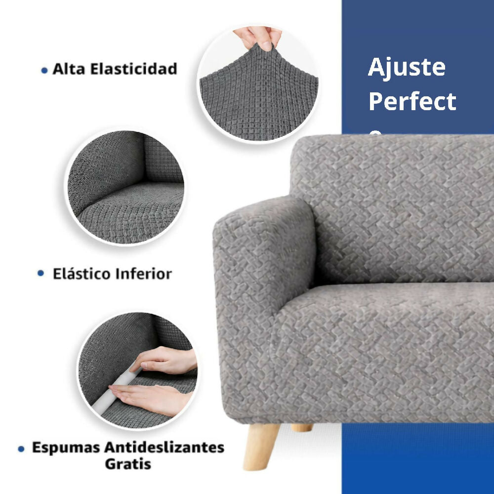 Protector de sofá 2 puestos elastico gris