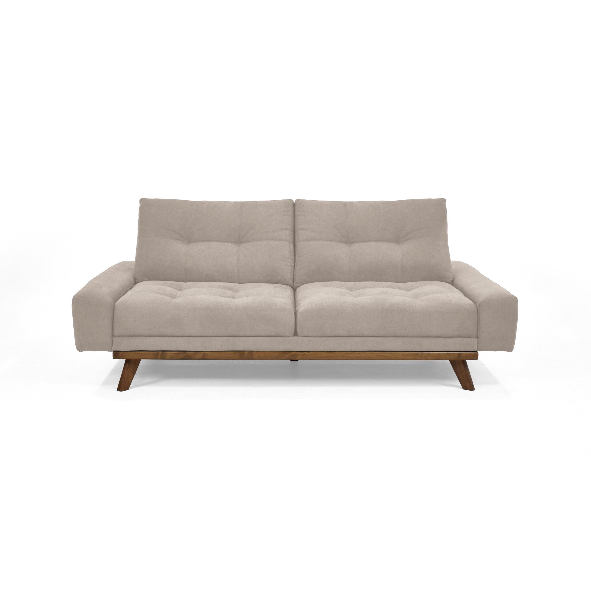 Sofa Cama Suiza Tela Taupe Matiz Caoba