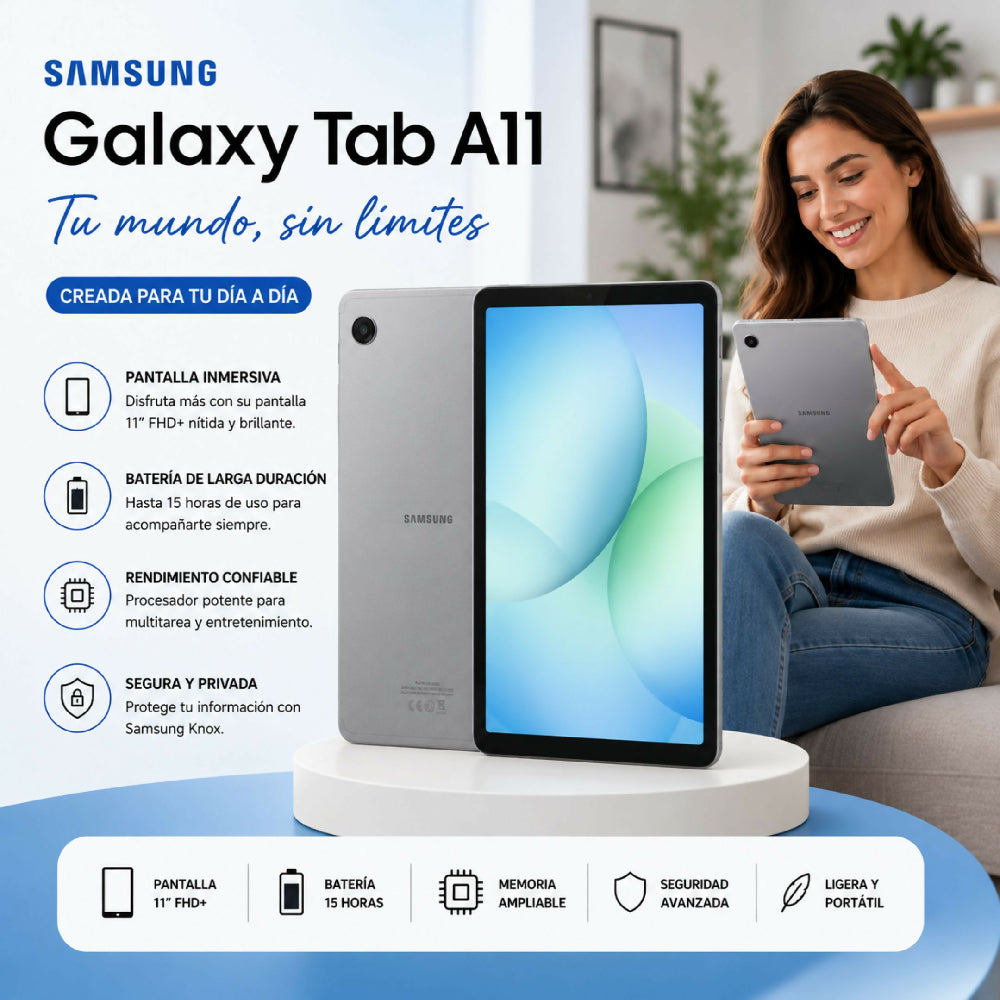 Tablet Samsung Galaxy Tab A11+ Wi-Fi 11 Pulgadas 256GB Almacenamiento 8GB RAM Gris