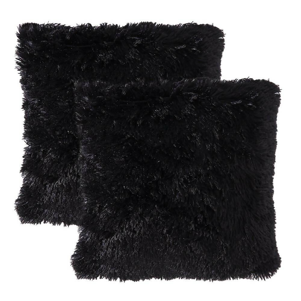 Kit X 2 Fundas Cojines Peludo Negro - VIRTUAL MUEBLES