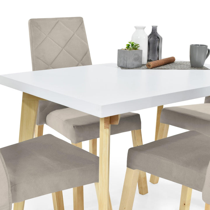 Juego de Comedor 4P Lugo Matiz Sillas Liverpool Tela Taupe - VIRTUAL MUEBLES